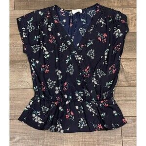 Sienna Sky Floral Blue Top Blouse Size Small Womens